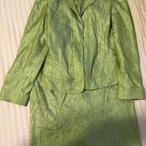 Carlisle Olive Green Blazer and Skirt Ensemble